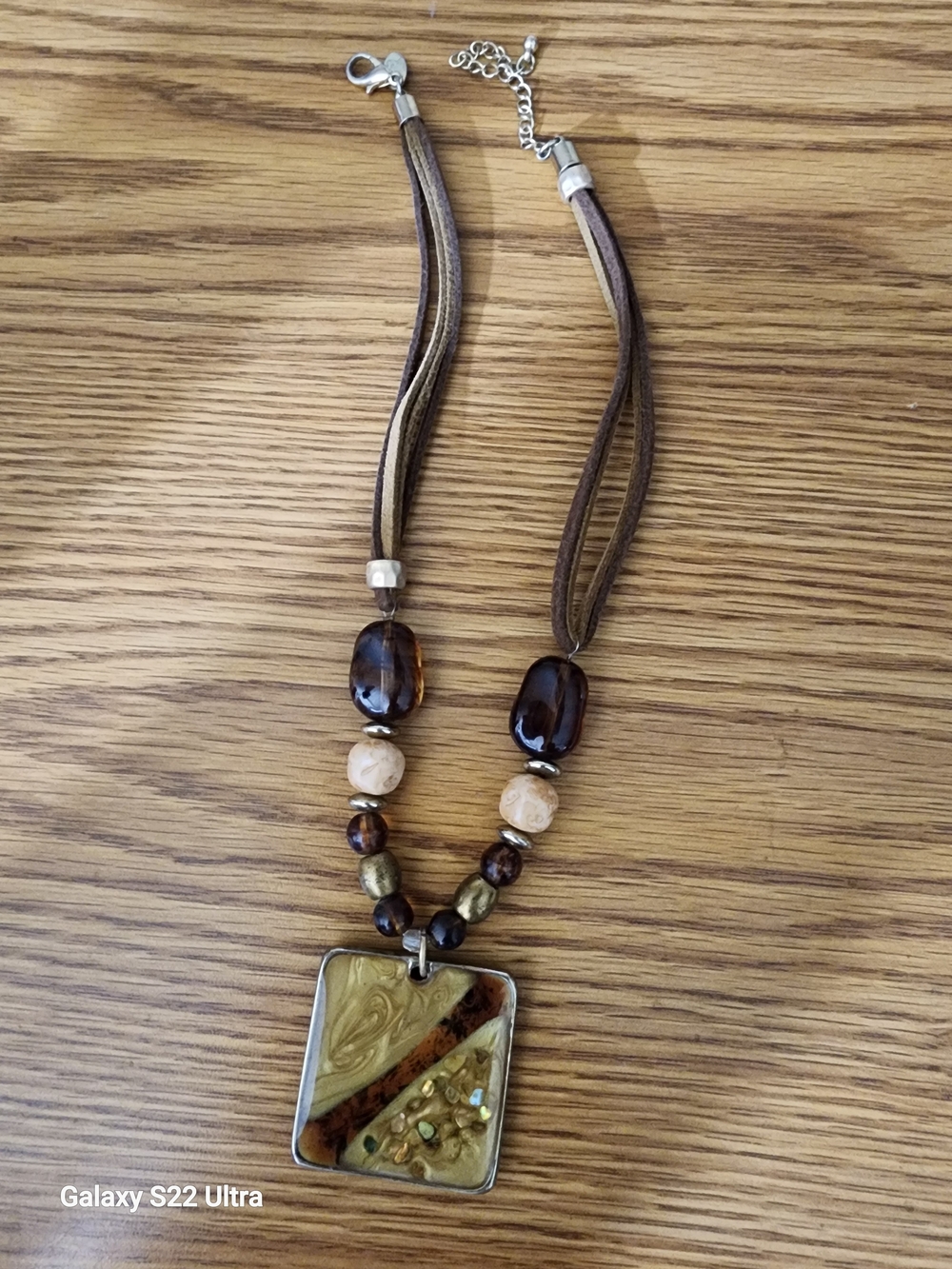 Laura Ashley Brown and Gold Pendant Necklace